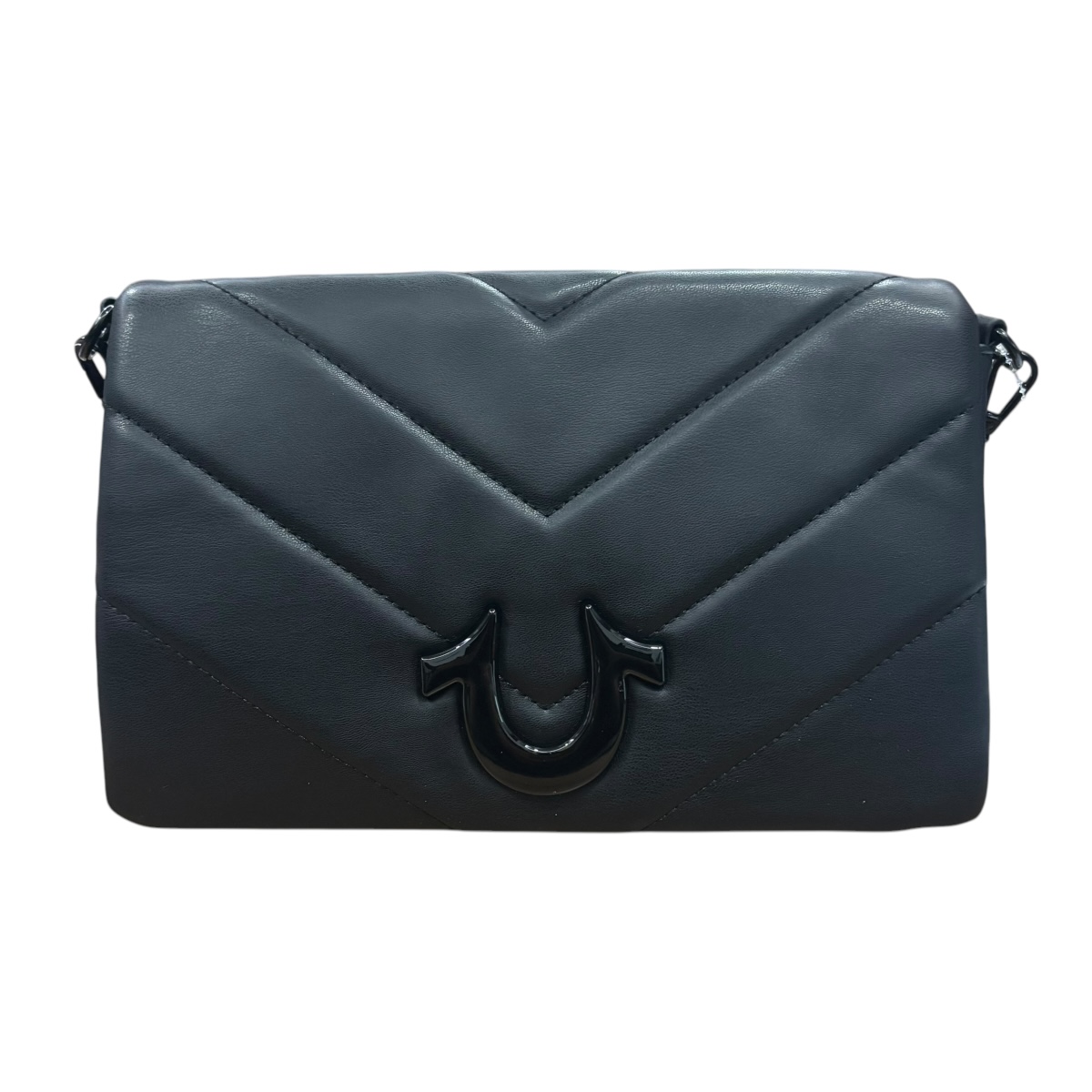 Bolsa Shoulder True Religion De Piel Color Negra Con Logo Centrado