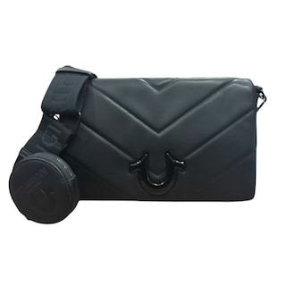 Foto 2 | Bolsa Shoulder True Religion De Piel Color Negra Con Logo Centrado