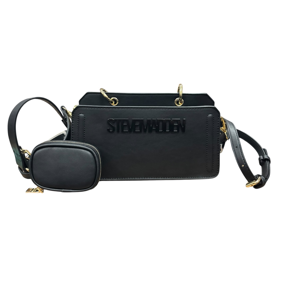 Bola Shoulder Mini Steve Madden Color Negro Con Doble Asa, Son Ajustables Y Desmontables