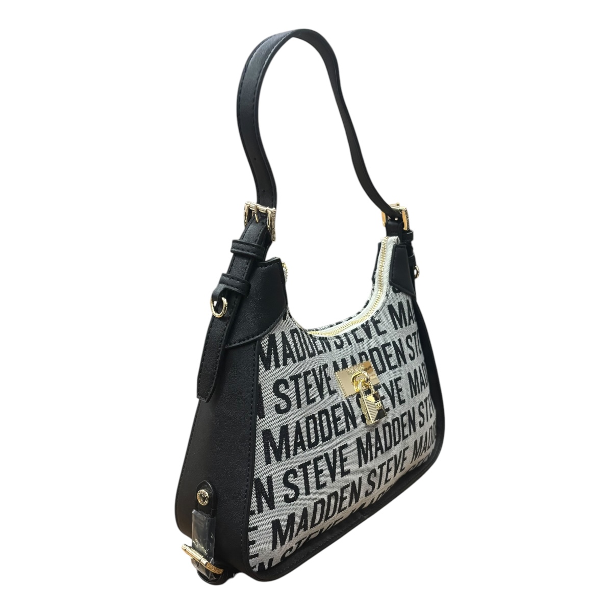 Foto 3 pulgar | Bolsa Shoulder Steve Madden Jacquard Color Gris Con Letras Negras