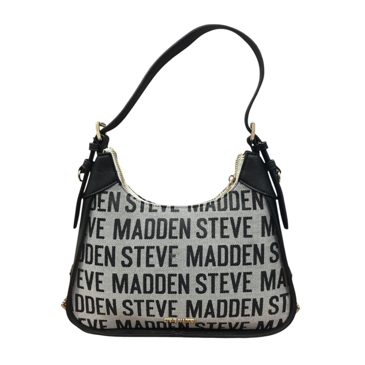 Foto 4 pulgar | Bolsa Shoulder Steve Madden Jacquard Color Gris Con Letras Negras