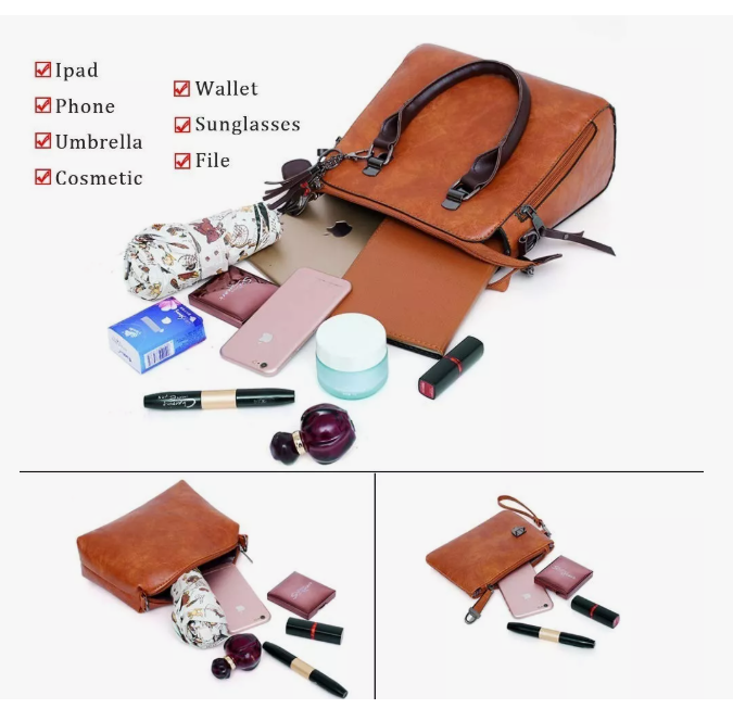 Foto 3 | Set 4 Bolsas Mujer Moda Cartera Crossbody Bandolera Tote Pu Xtellar