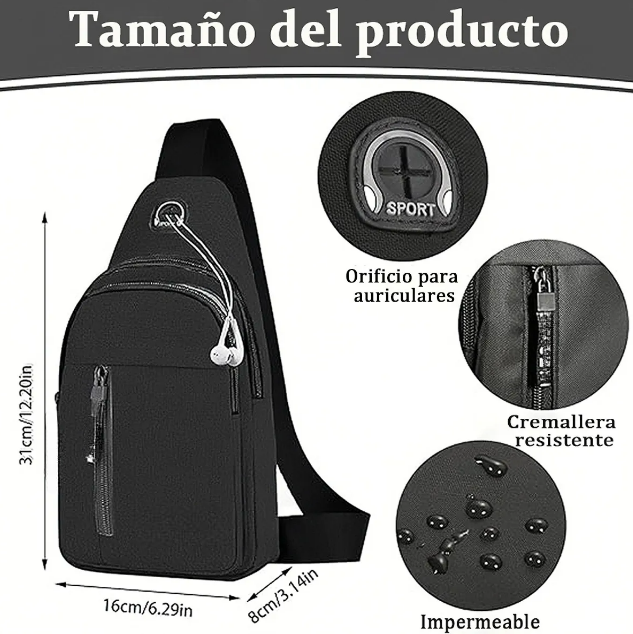 Foto 3 pulgar | Bolso Xtellar Bandolera Unisex Moderno Con Orificio Para Cable.