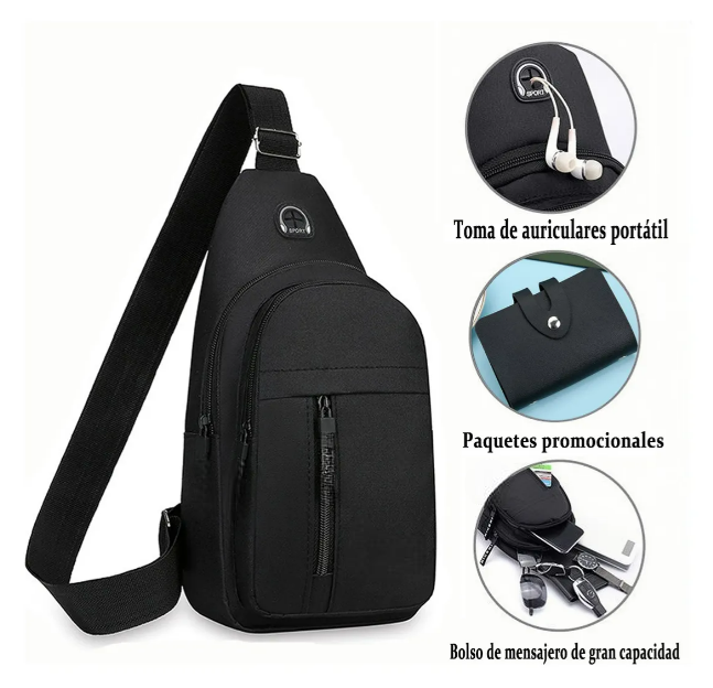 Foto 4 pulgar | Bolso Xtellar Bandolera Unisex Moderno Con Orificio Para Cable.