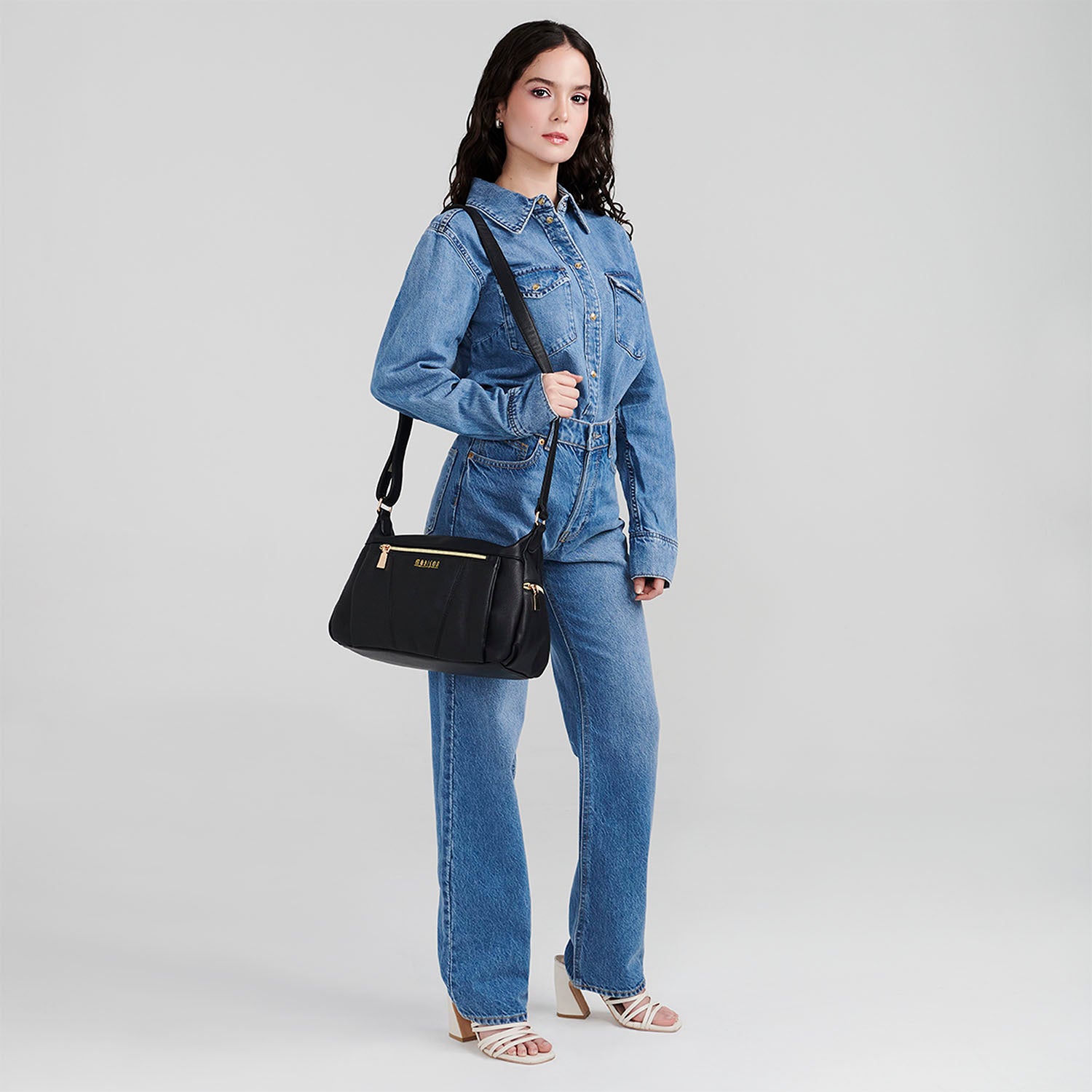 Foto 9 pulgar | Crossbody Negro Madison Floresia