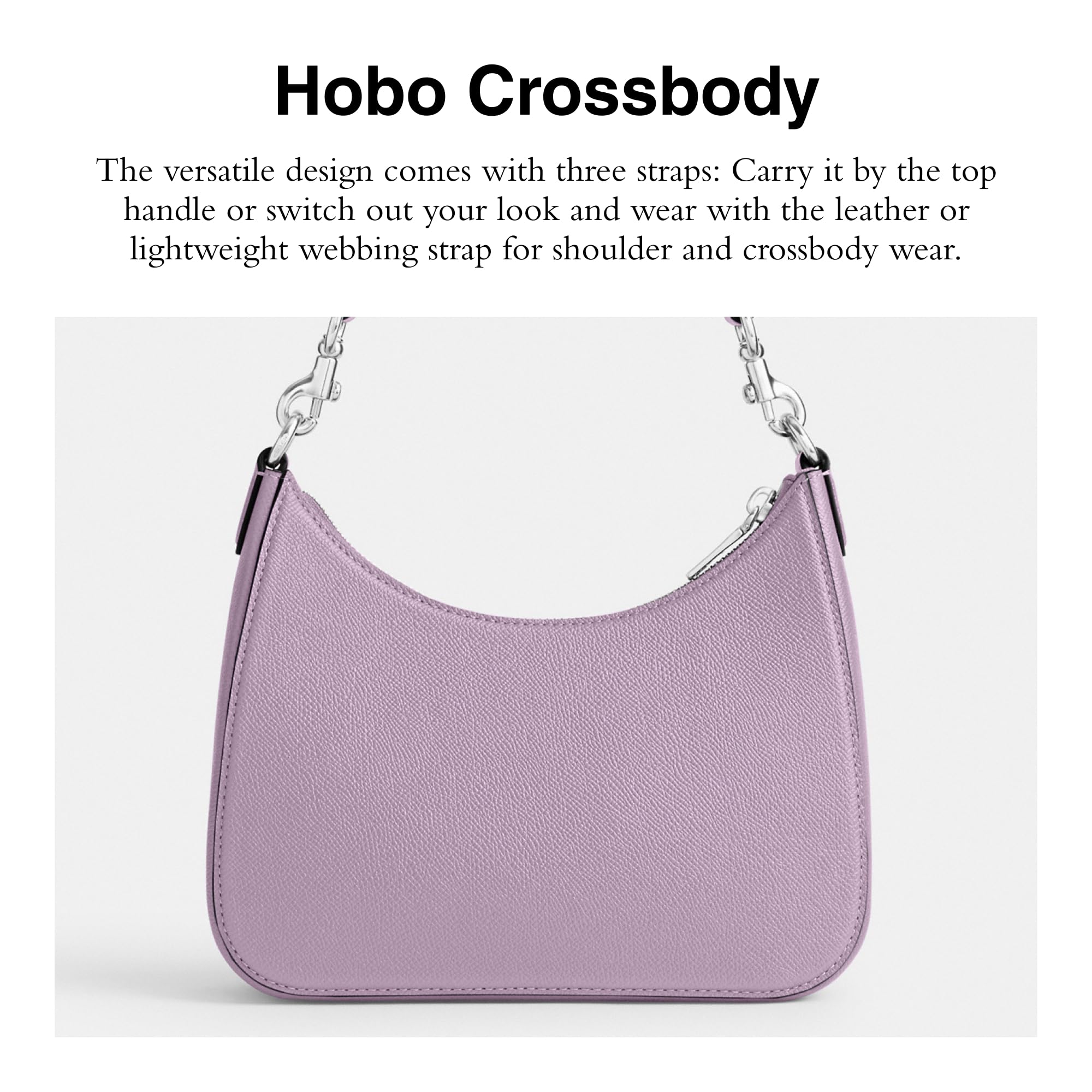 Foto 3 pulgar | Bolso De Mano Coach Hobo Crossbody De Suave Piel Morada - Venta Internacional.