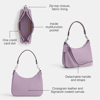 Foto 3 | Bolso De Mano Coach Hobo Crossbody De Suave Piel Morada - Venta Internacional.