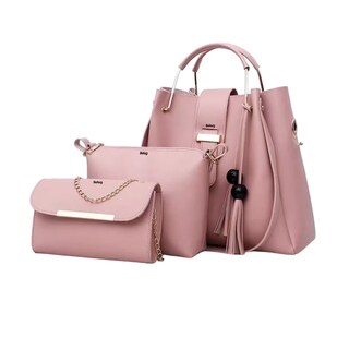 Foto 1 | Set 3 Bolsas Mujer Belug Moda Dama Crossbody Cosmetiquera Correa Rosa