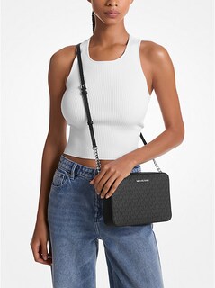 Foto 1 | Bandolera Michael Kors Jet Set De Lona Con Logotipo Grande - Venta Internacional.