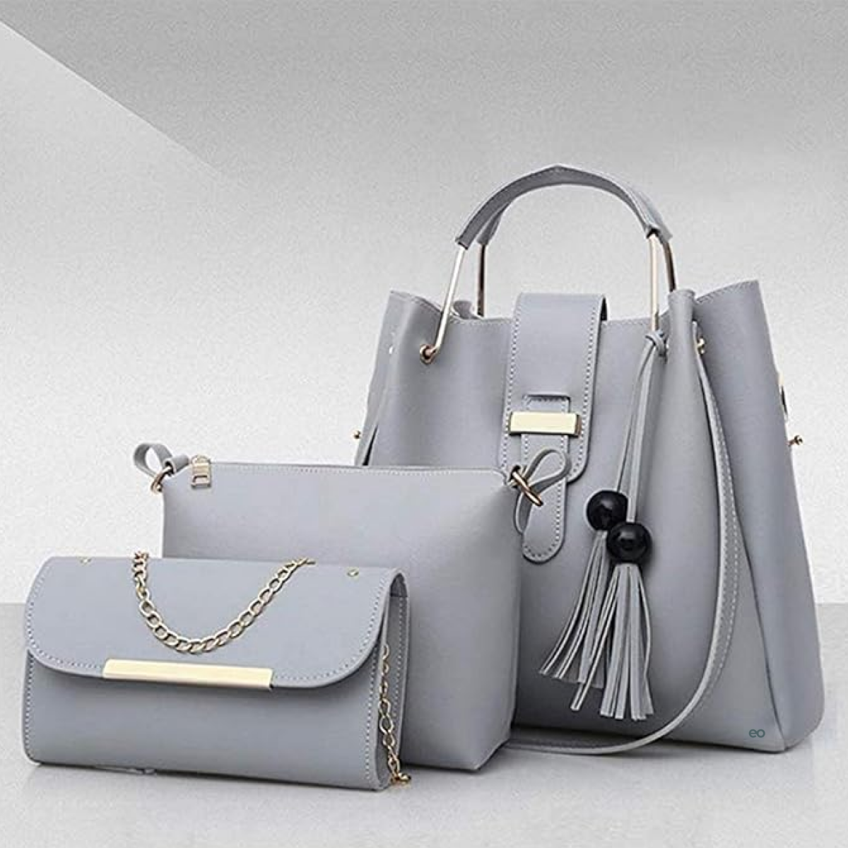 Foto 3 pulgar | Set 3 Bolsas  Cartera, Para Mujer Eo Safe Imports Esi-19069 Color Gris