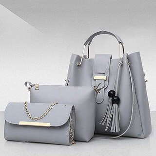 Foto 2 | Set 3 Bolsas Cartera, Para Mujer Eo Safe Imports Esi-19069 Color Gris