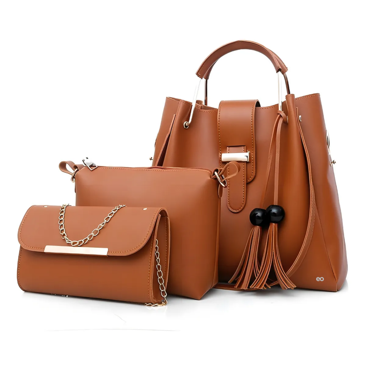 Foto 1 | Set 3 Bolsas Mujer Cartera Borla Moda  Eo Safe Imports Esi-19070 Marron