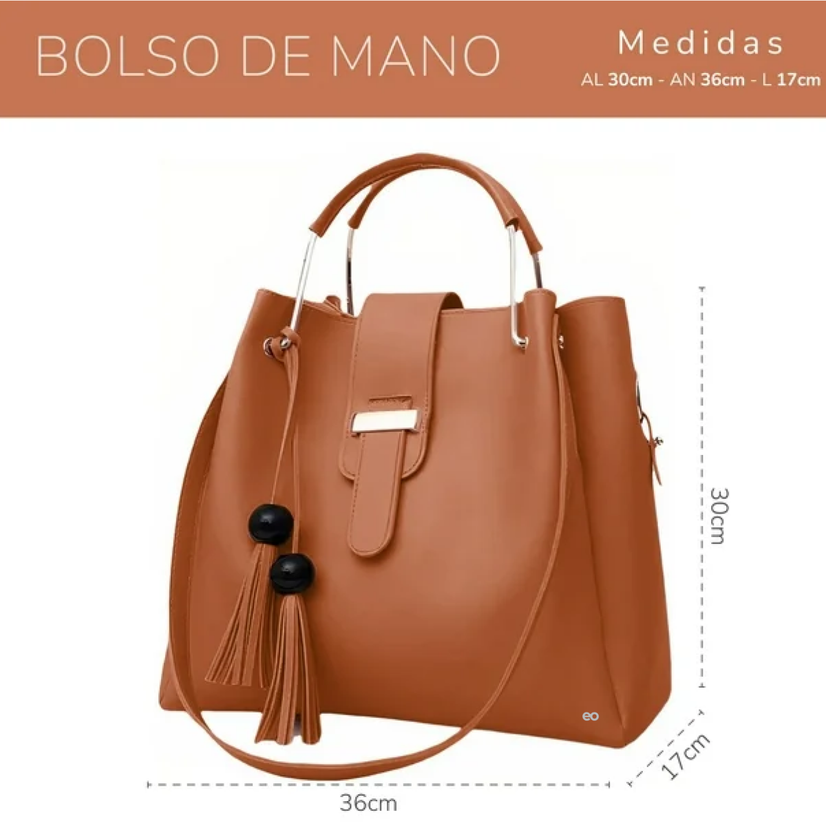 Foto 4 pulgar | Set 3 Bolsas Mujer Cartera Borla Moda  Eo Safe Imports Esi-19070 Marron