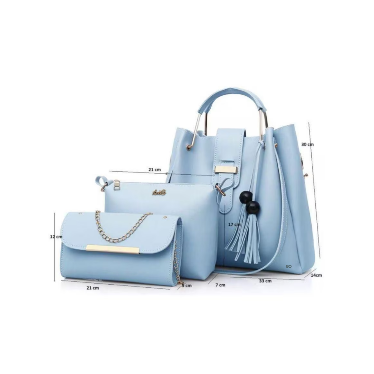 Foto 4 pulgar | Set 3 Bolsas Mujer  Eo Safe Imports Esi-19067 Color Azul