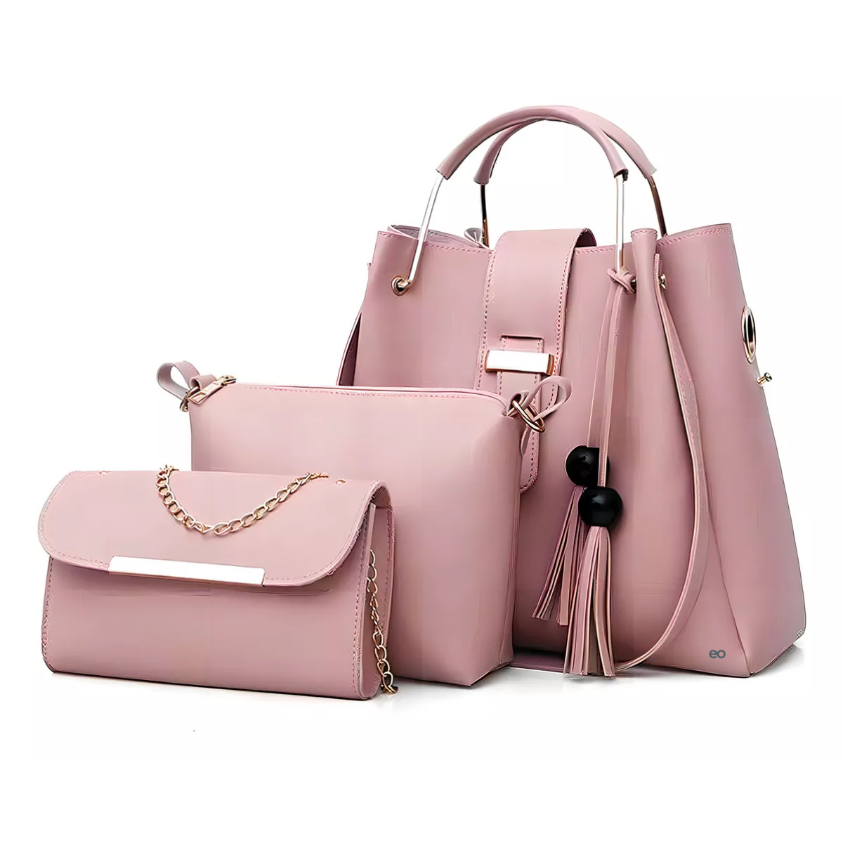 Foto 2 pulgar | Set 3 Bolsas Mujer Borla Moda  Eo Safe Imports Esi-19072 Color Rosa