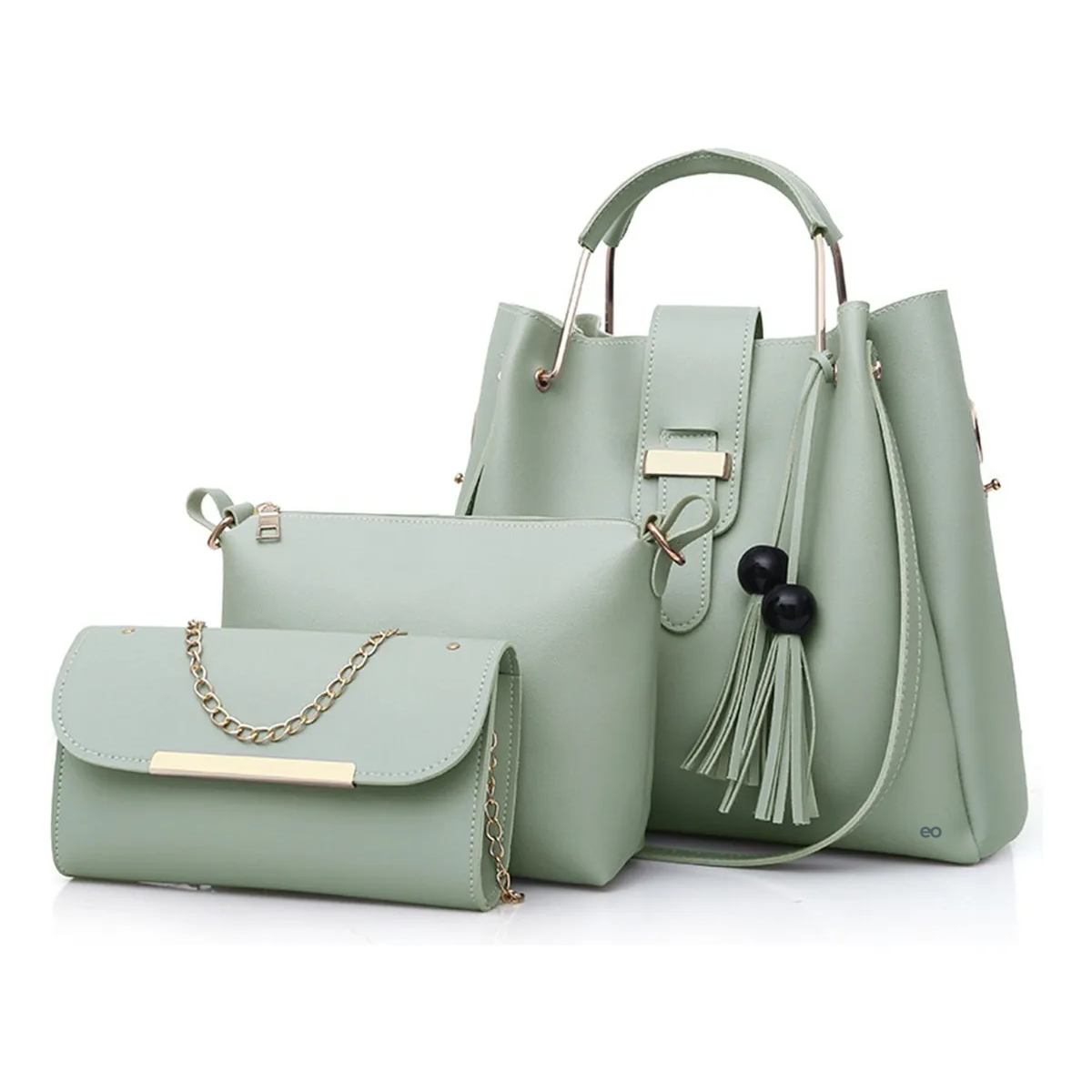 Foto 2 pulgar | Set 3 Bolsas Para Mujer, Cartera Eo Safe Imports Esi-19073 Color Verde