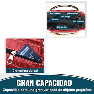 Foto 3 | Bolsa Bandolera Lab.g Mujer Moda Cartera Crossbody Tote Hombro Rojo