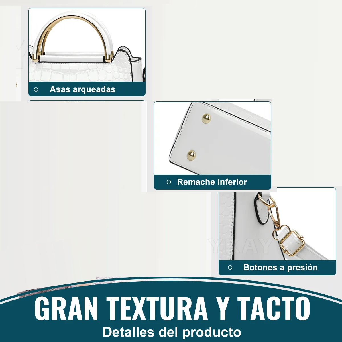 Foto 4 pulgar | Bolsa Bandolera Belug Mujer Moda Cartera Crossbody Tote Hombro Blanco