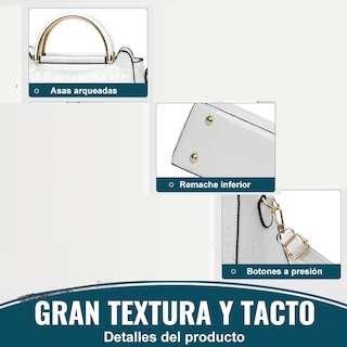 Foto 3 | Bolsa Bandolera Belug Mujer Moda Cartera Crossbody Tote Hombro Blanco