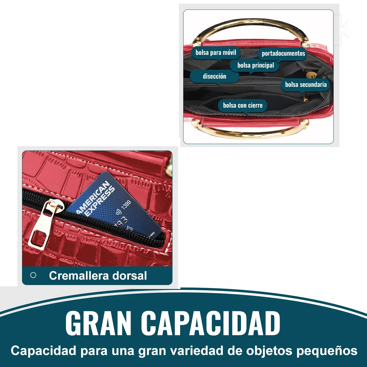 Foto 4 pulgar | Bolsa Bandolera Belug Mujer Moda Cartera Crossbody Tote Hombro Rojo