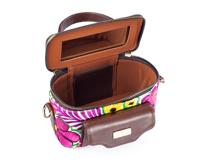 Foto 5 | Bolso Crossbody A Ángelozano De Piel Vacuna Con Telar Artesanal, Color Café, Modelo Tania