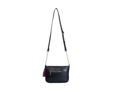 Foto 2 | Bolso Crossbody A Ángelozano De Piel Vacuna Con Telar De Zinancantán, Color Negro, Modelo Eva