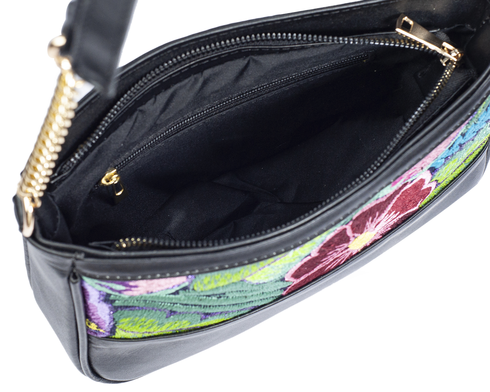 Foto 6 pulgar | Bolso Crossbody  A Ángelozano De Piel Vacuna Con Telar De Zinancantán, Color Negro, Modelo Eva