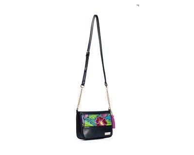 Foto 7 | Bolso Crossbody A Ángelozano De Piel Vacuna Con Telar De Zinancantán, Color Negro, Modelo Eva