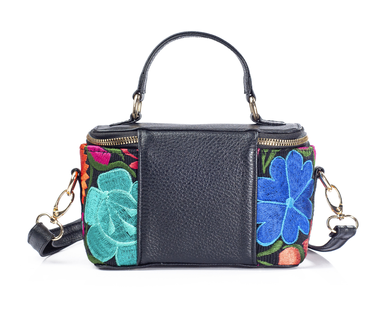 Foto 2 | Bolso Crossbody  A Ángelozano De Piel Vacuna Con Telar Artesanal, Color Negro, Modelo Tania