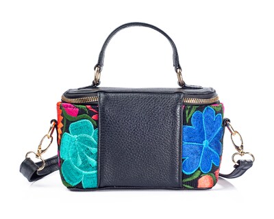 Foto 2 | Bolso Crossbody A Ángelozano De Piel Vacuna Con Telar Artesanal, Color Negro, Modelo Tania
