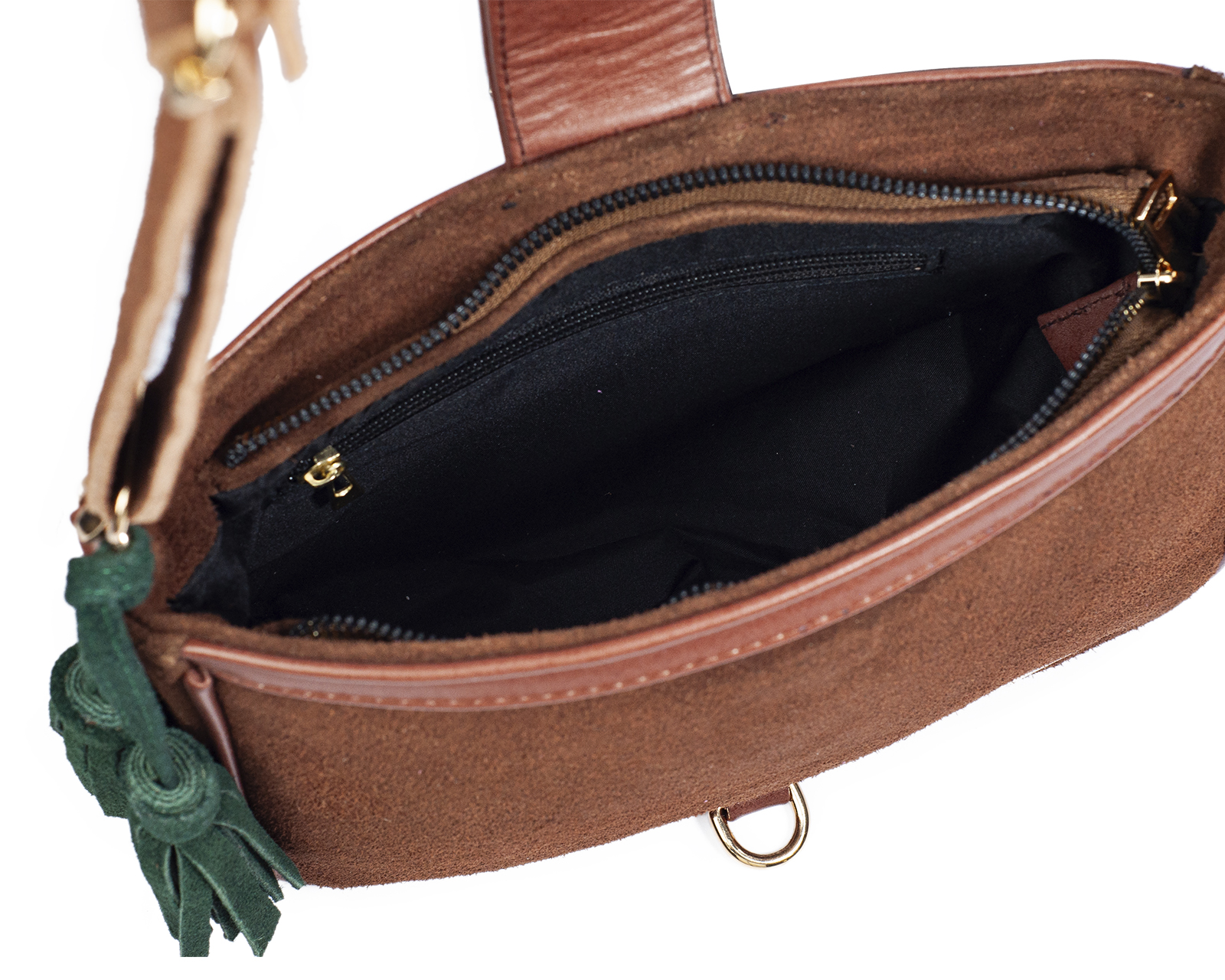 Foto 3 | Bolso Crossbody A Ángelozano De Piel Gamuza Con Pulsera Tejida Artesanal, Color Fucsia, Modelo Eva