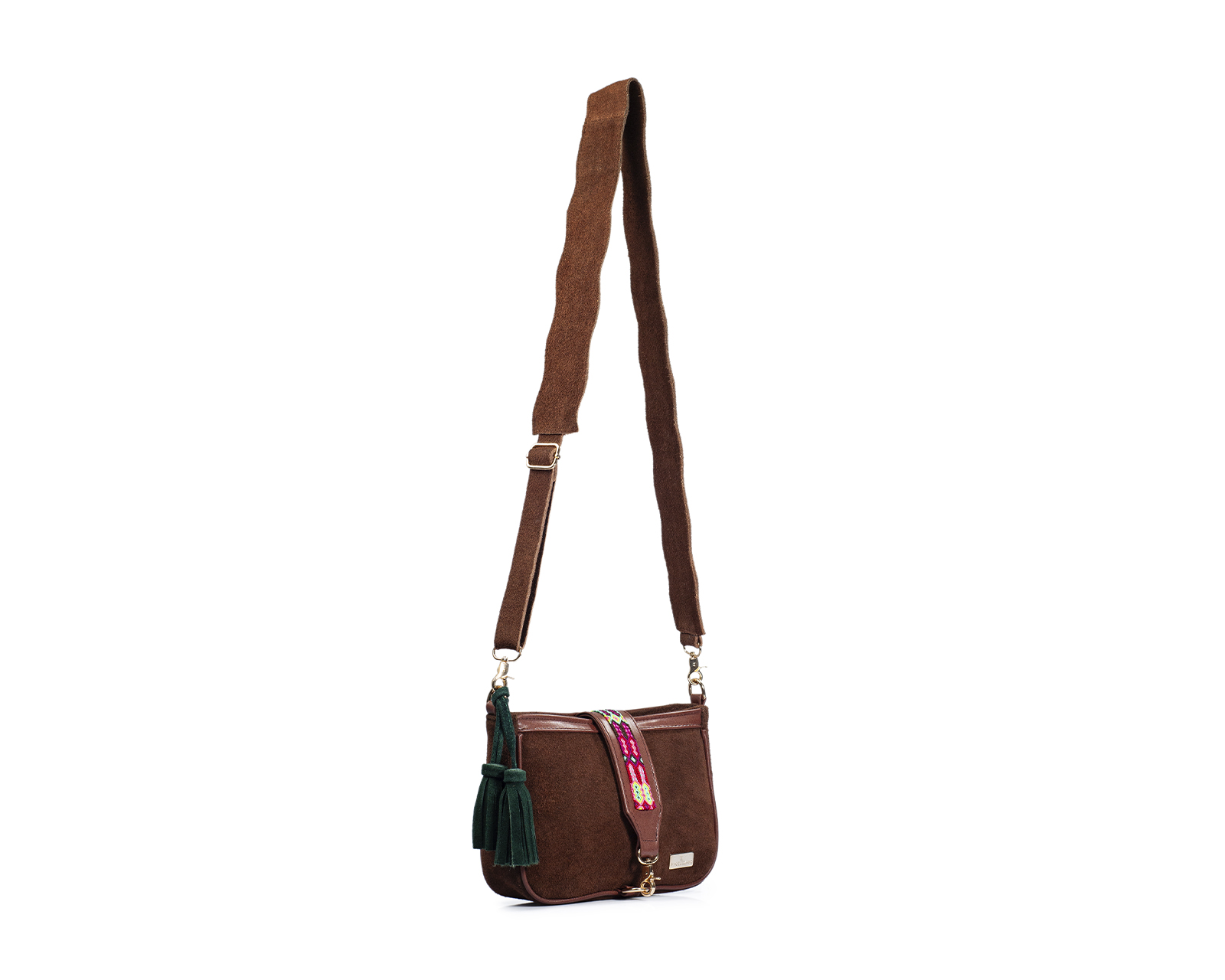 Foto 6 pulgar | Bolso Crossbody A Ángelozano De Piel Gamuza Con Pulsera Tejida Artesanal, Color Fucsia, Modelo Eva