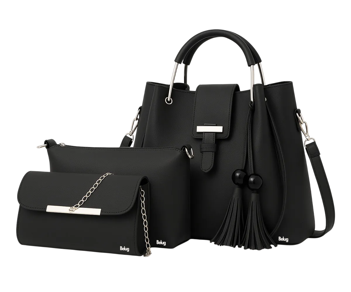 Foto 2 pulgar | Conjunto De 3 Bolsos De Lujo Para Mujer, Gran Capacidad Color Negro