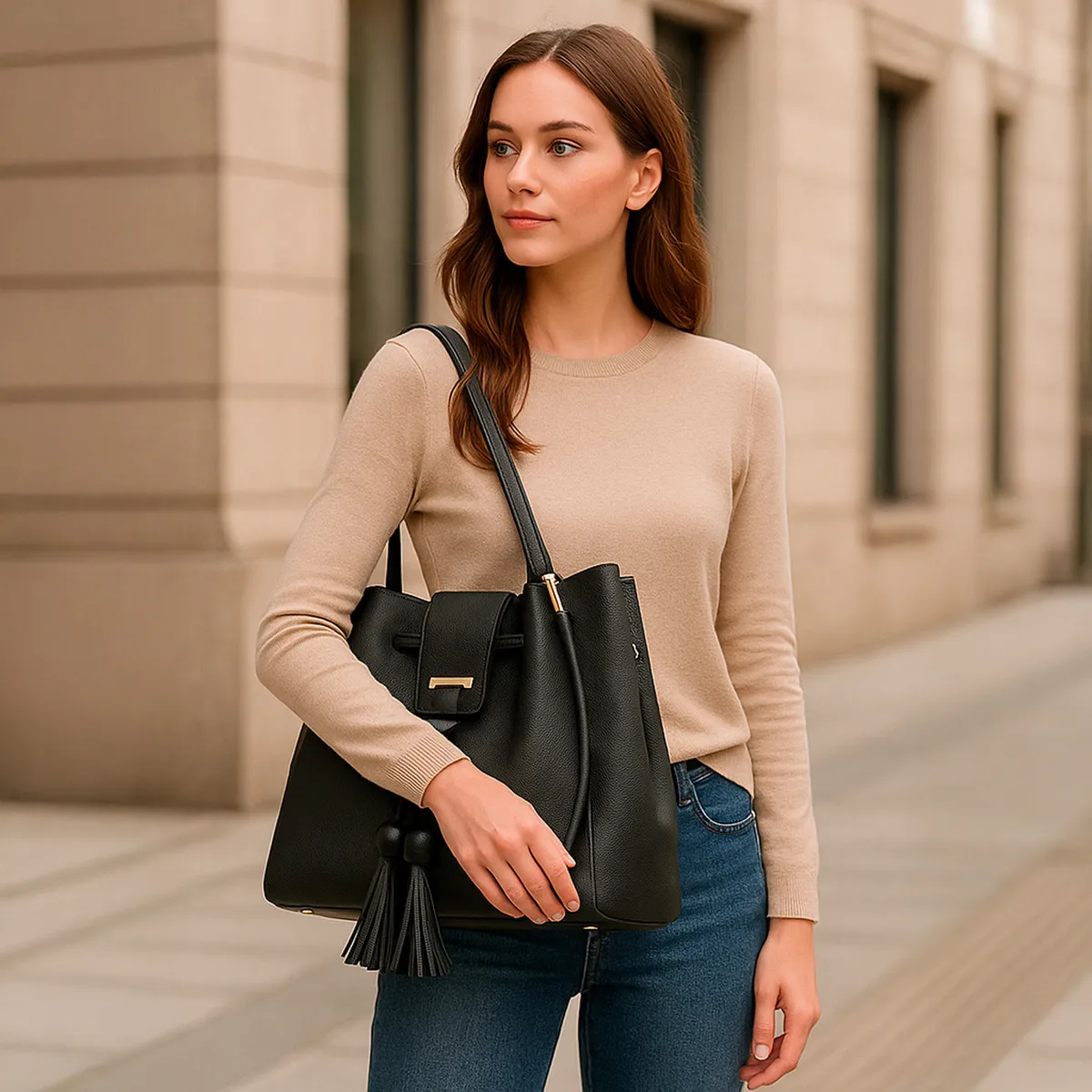 Foto 6 pulgar | Conjunto De 3 Bolsos De Lujo Para Mujer, Gran Capacidad Color Negro
