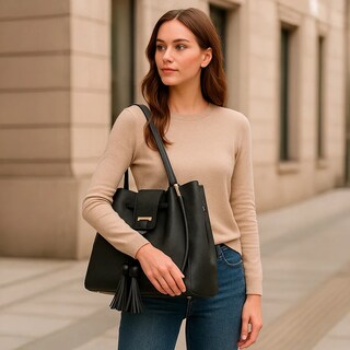 Foto 5 | Conjunto De 3 Bolsos De Lujo Para Mujer, Gran Capacidad Color Negro