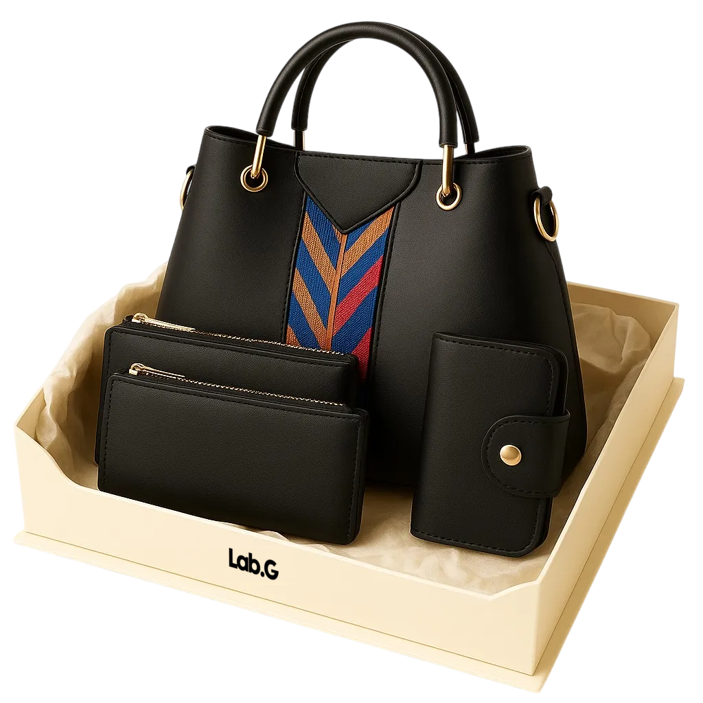 Foto 2 pulgar | Juego De 4 Bolsas Informales Lab.g De Lujo Para Mujer A La Moda Color Negro