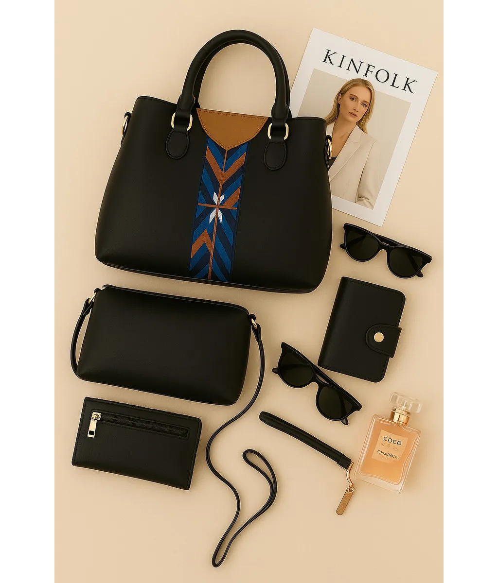 Foto 6 pulgar | Juego De 4 Bolsas Informales Lab.g De Lujo Para Mujer A La Moda Color Negro