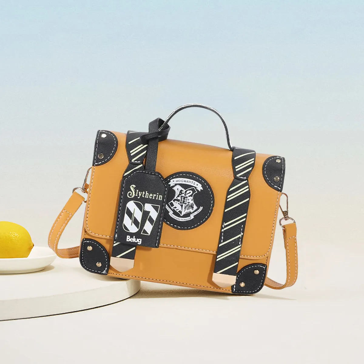 Foto 4 | Color Sólido Letras Mano Bolso Belug  De Para Mujer Bandolera Moda Amarillo