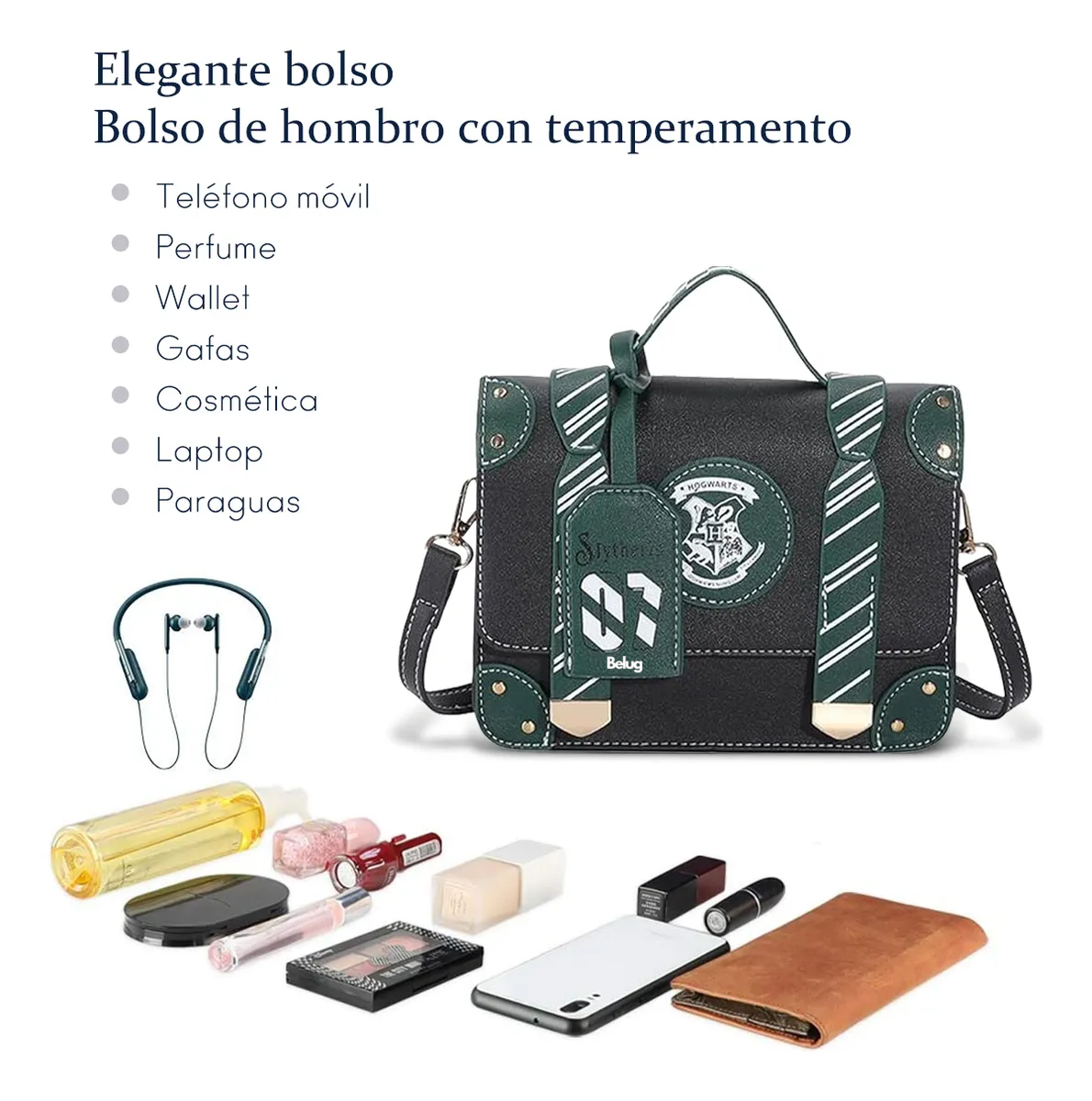 Foto 3 pulgar | Color Sólido Letras Mano Bolso De Para Mujer Bandolera Moda Negro Verde
