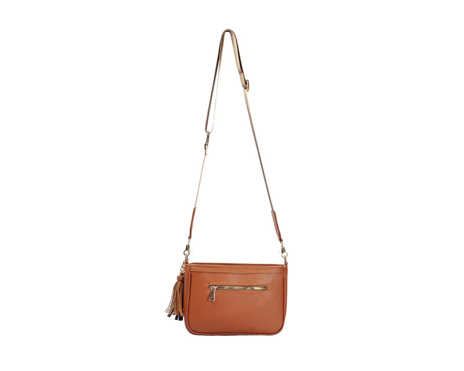 Foto 3 pulgar | Bolso Crossbody A Ángelozano De Piel Vegana, Color Camel, Modelo Eva