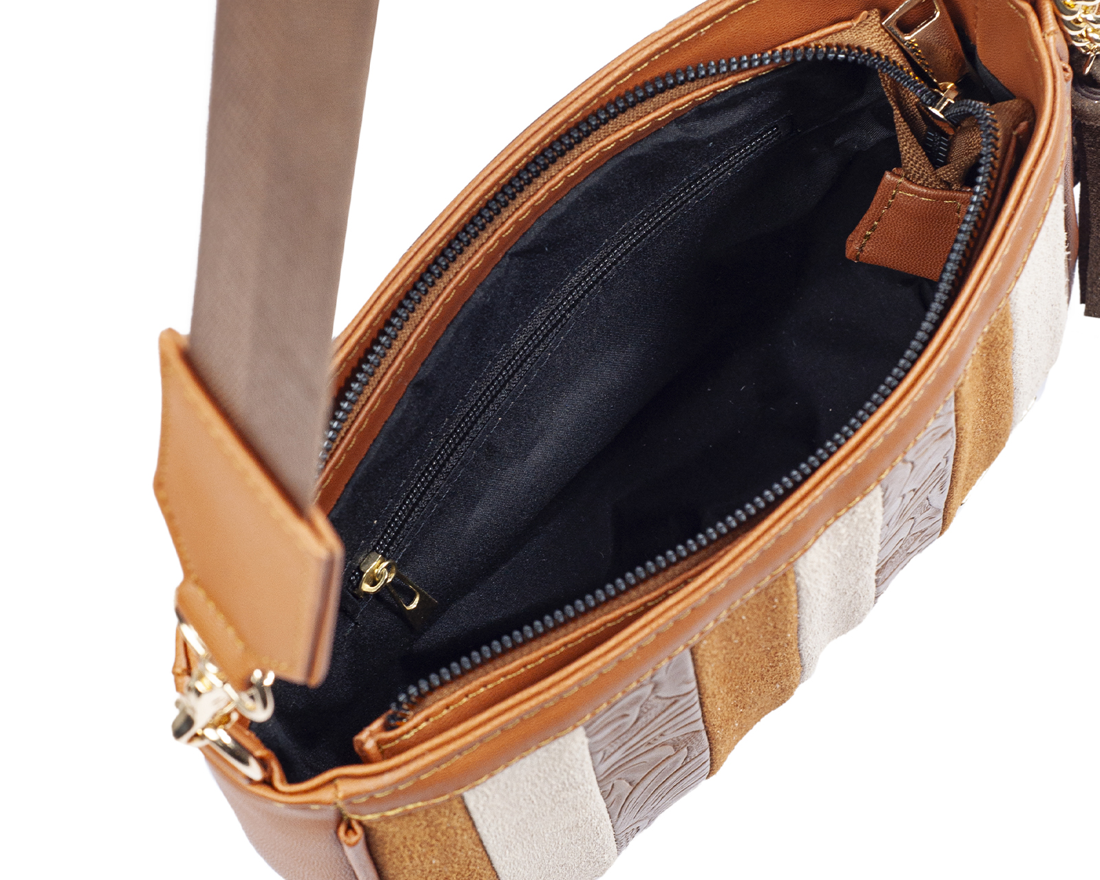 Foto 4 pulgar | Bolso Crossbody A Ángelozano De Piel Vegana, Color Camel, Modelo Eva