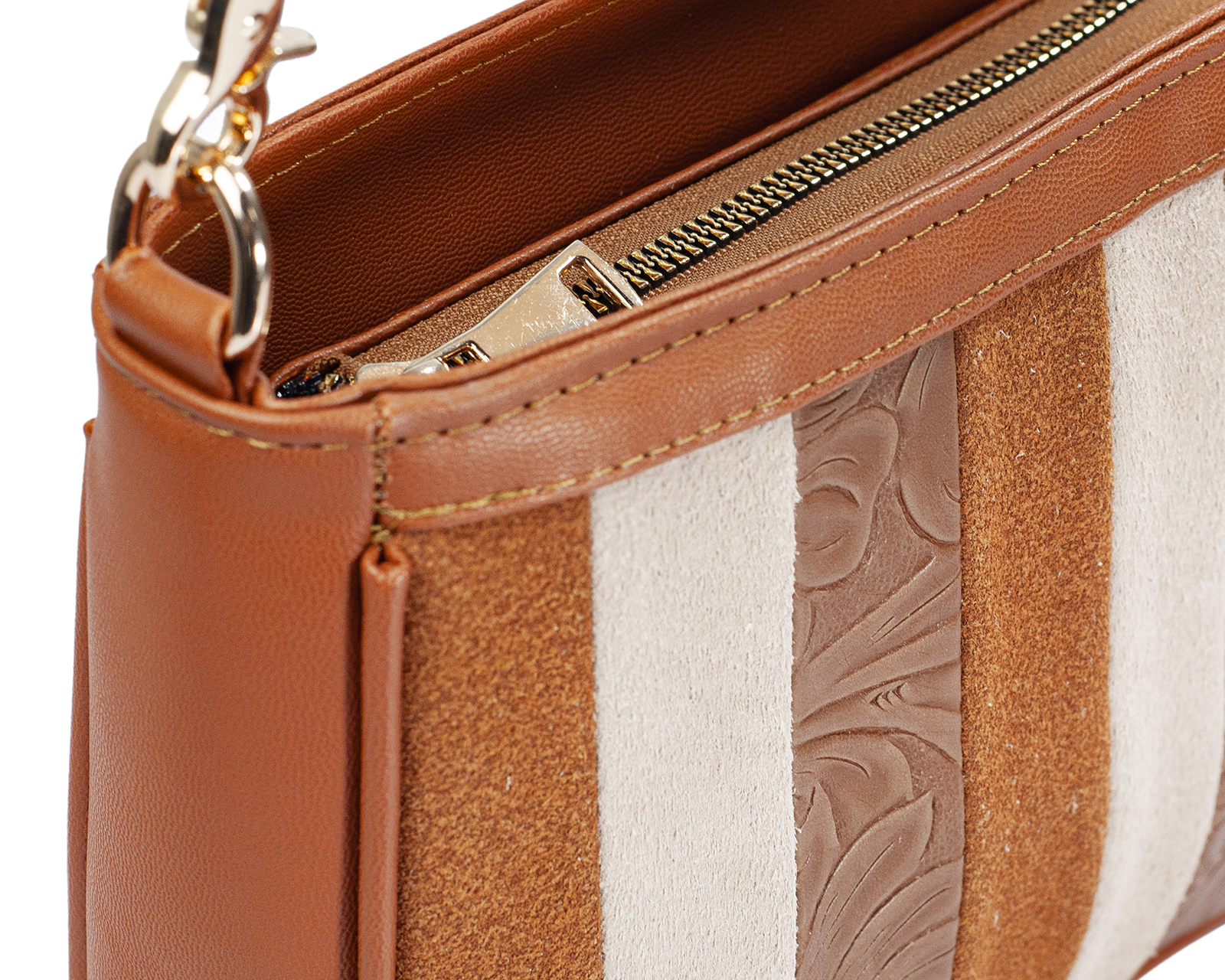 Foto 6 pulgar | Bolso Crossbody A Ángelozano De Piel Vegana, Color Camel, Modelo Eva
