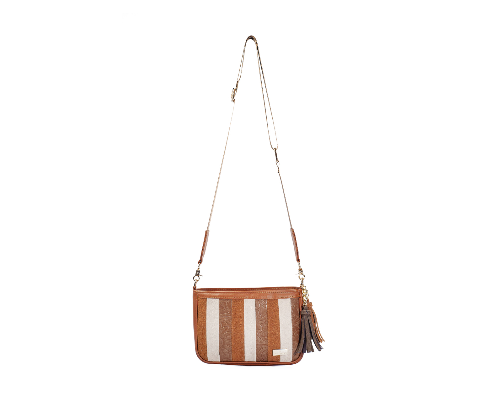 Foto 8 pulgar | Bolso Crossbody A Ángelozano De Piel Vegana, Color Camel, Modelo Eva