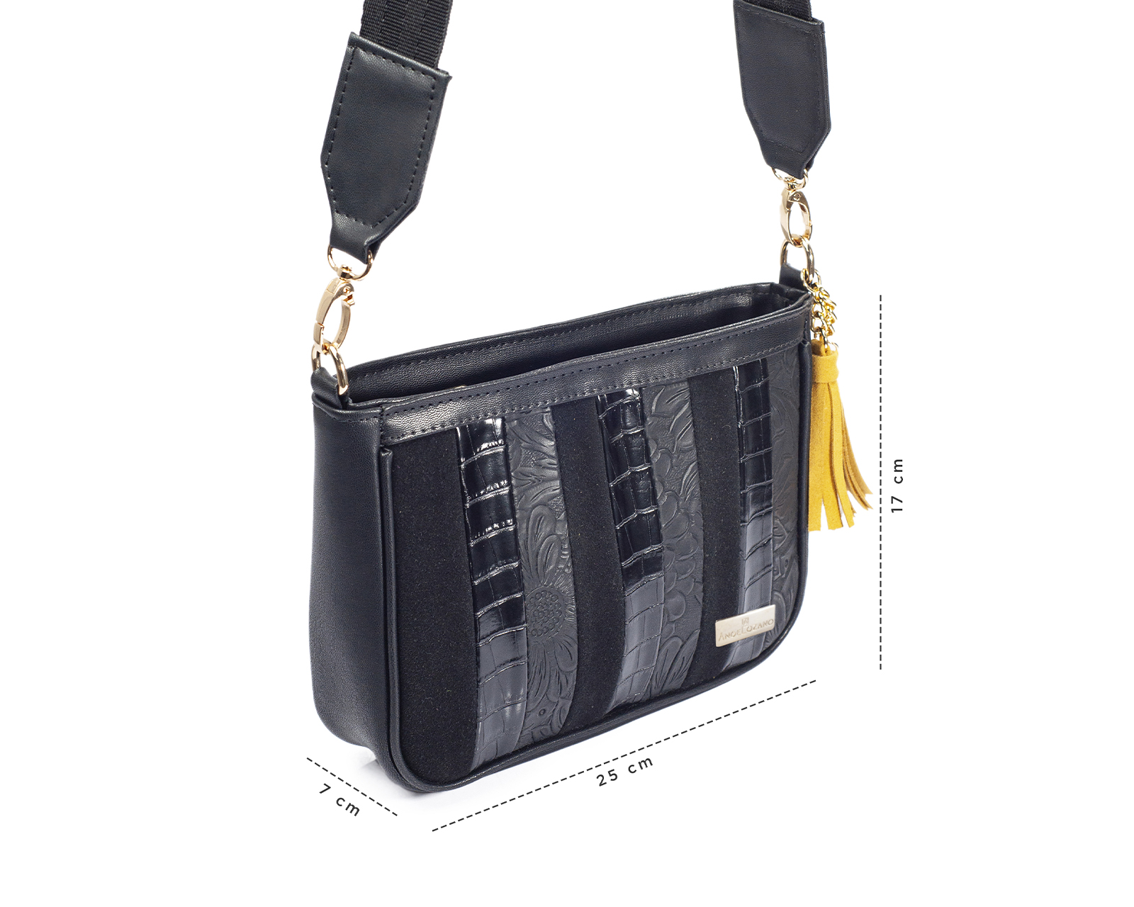 Foto 2 | Bolso Crossbody A Ángelozano De Piel Vegana, Color Camel, Modelo Eva