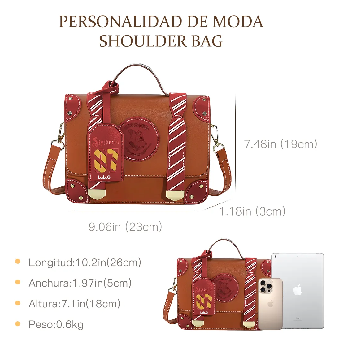 Foto 4 pulgar | Color Sólido Letras Mano Bolso De Para Mujer Bandolera Moda Marron