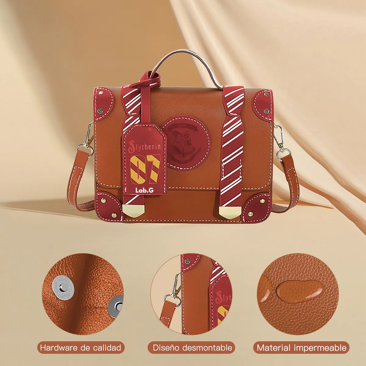 Foto 4 | Color Sólido Letras Mano Bolso De Para Mujer Bandolera Moda Marron