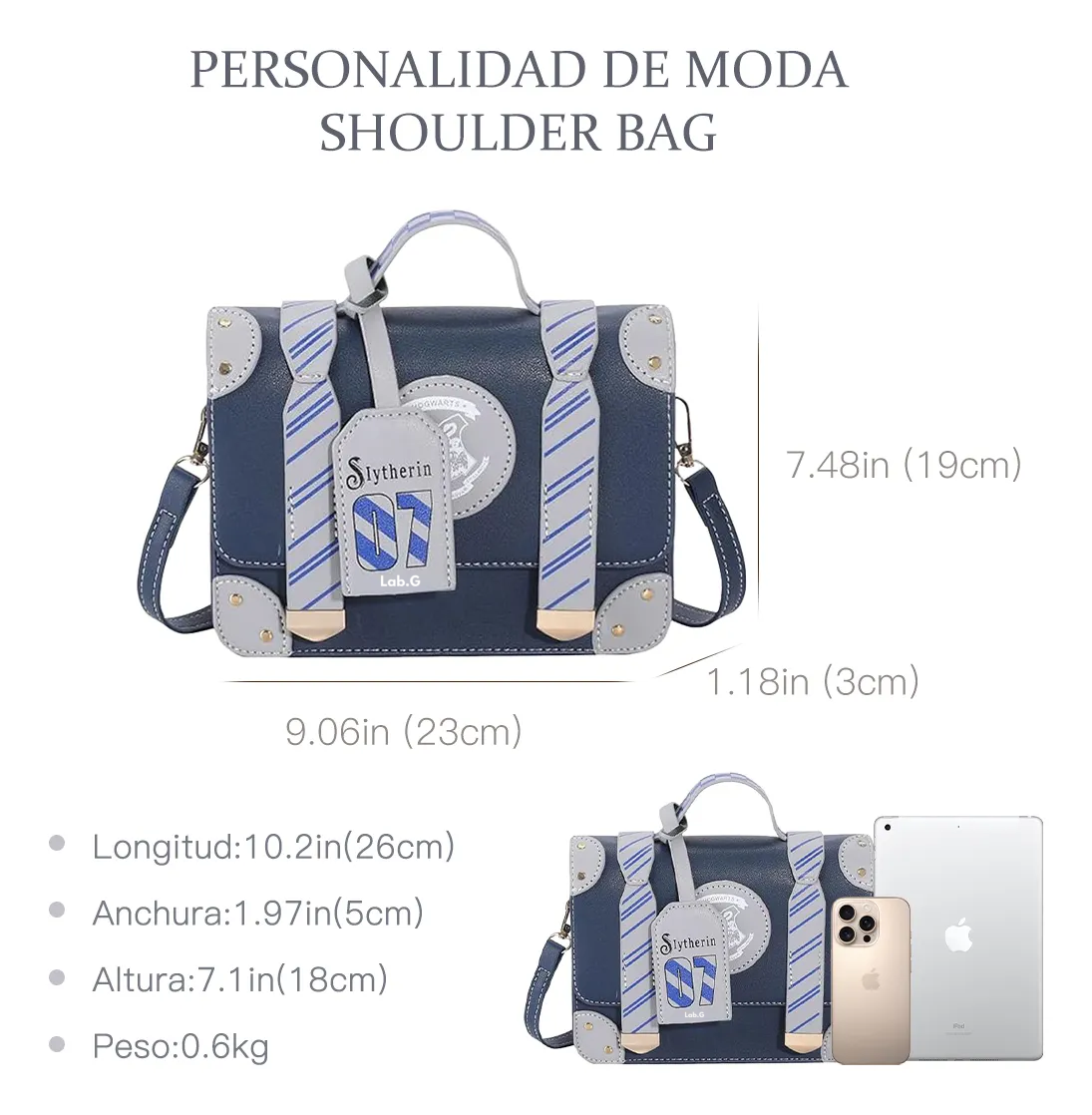 Foto 5 pulgar | Color Sólido Letras Mano Bolso De Para Mujer Bandolera Moda Azul Oscuro Gris