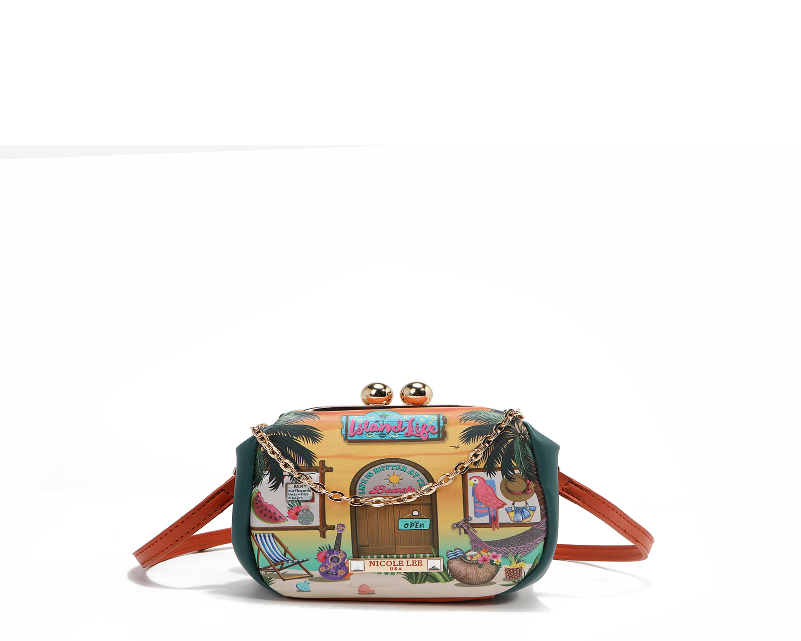 Foto 2 pulgar | Monedero Crossbody C/kiss Lock Nicole Lee Print Sunsand
