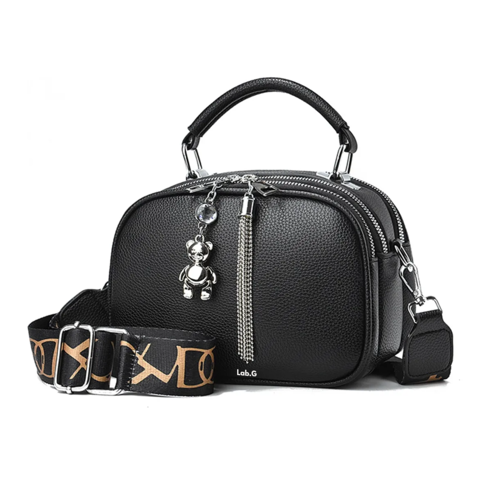Foto 1 | Bolso De Mujer De Varios Pisos Piel Lab.g,  Negro