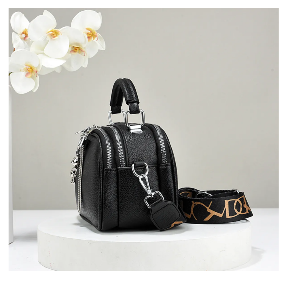 Foto 4 | Bolso De Mujer De Varios Pisos Piel Lab.g,  Negro